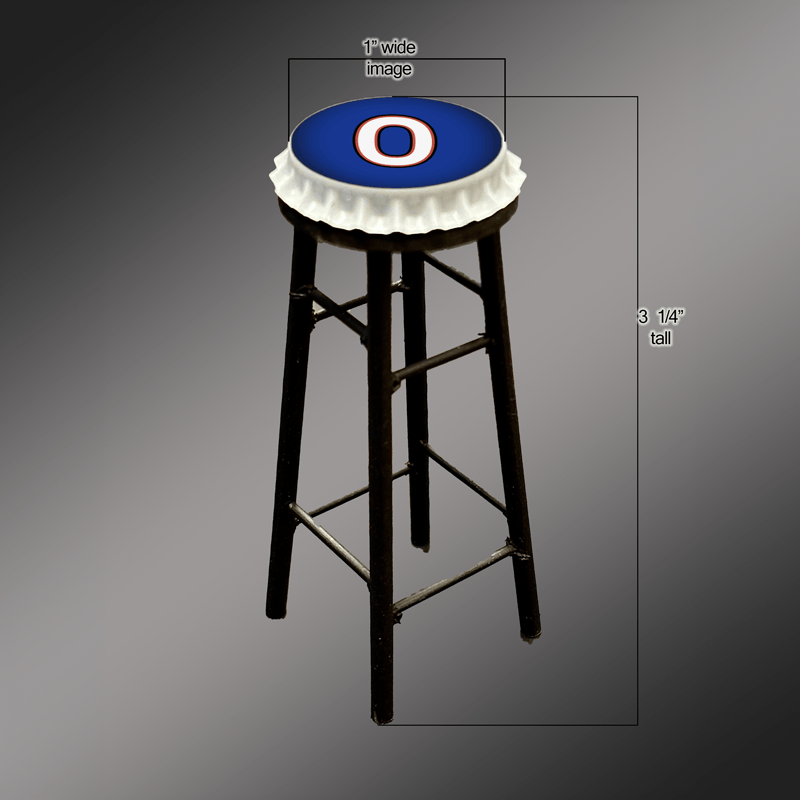 Keon Coleman Bar Stool with bottle cap seat design, 3 1/4" tall and 1" wide, perfect for bar or kitchen decor.