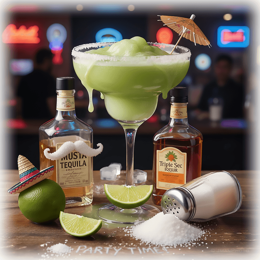 Margarita Cocktail Wall/Coaster Tile featuring a vibrant frozen margarita with tequila, triple sec, lime, and salt, ideal for home bar decor.