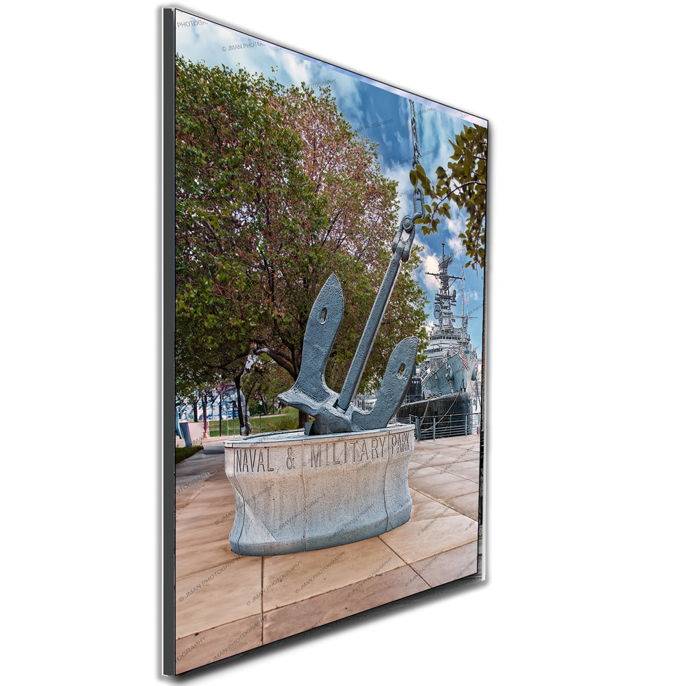 Framed Naval & Military Park Prints - Buffalo Naval Park anchor and ship photo in sleek wall art format, ideal for Buffalo landmark enthusiasts.