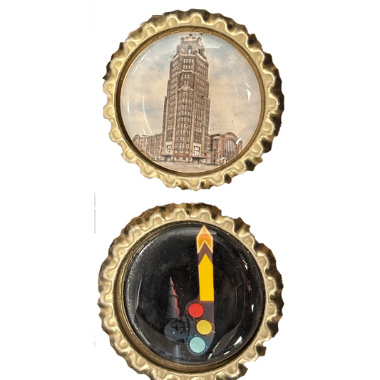 Central Terminal Front View and Neon semaphore signal image - Buffalo Bottle Cap Magnets