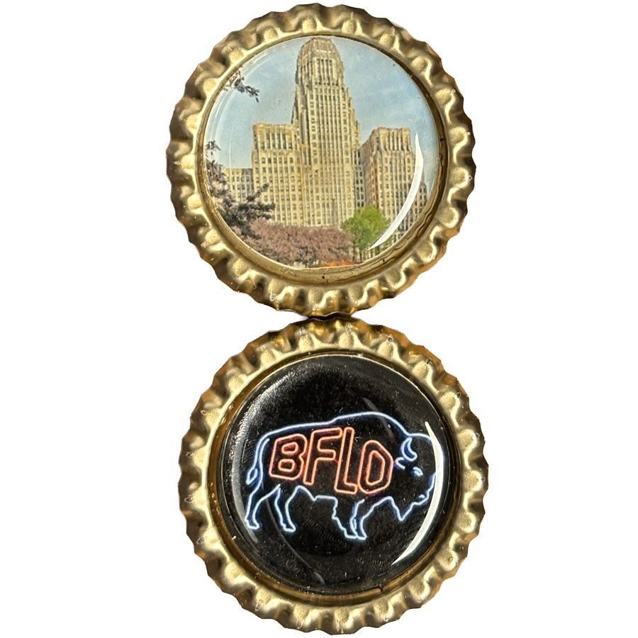 City Hall and BFLO Neon - Buffalo Bottle Cap Magnets