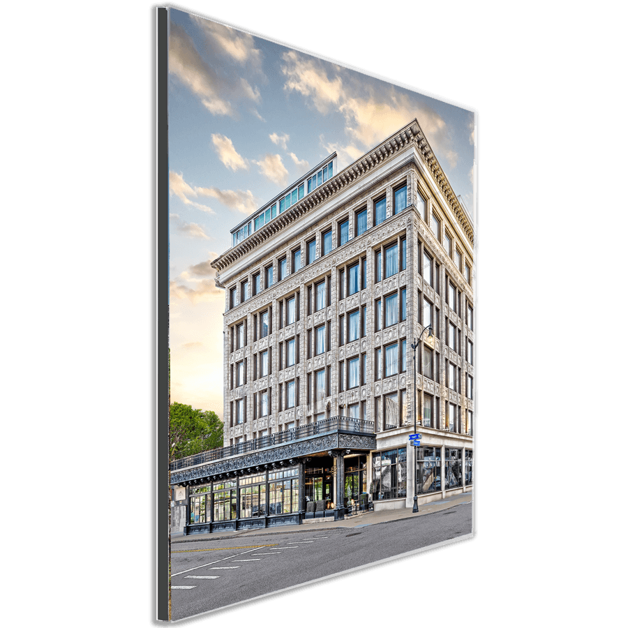 Mounted Curtis Hotel Buffalo NY luxury photo print with vivid detail, ideal for home or office decor in historical architecture themes.