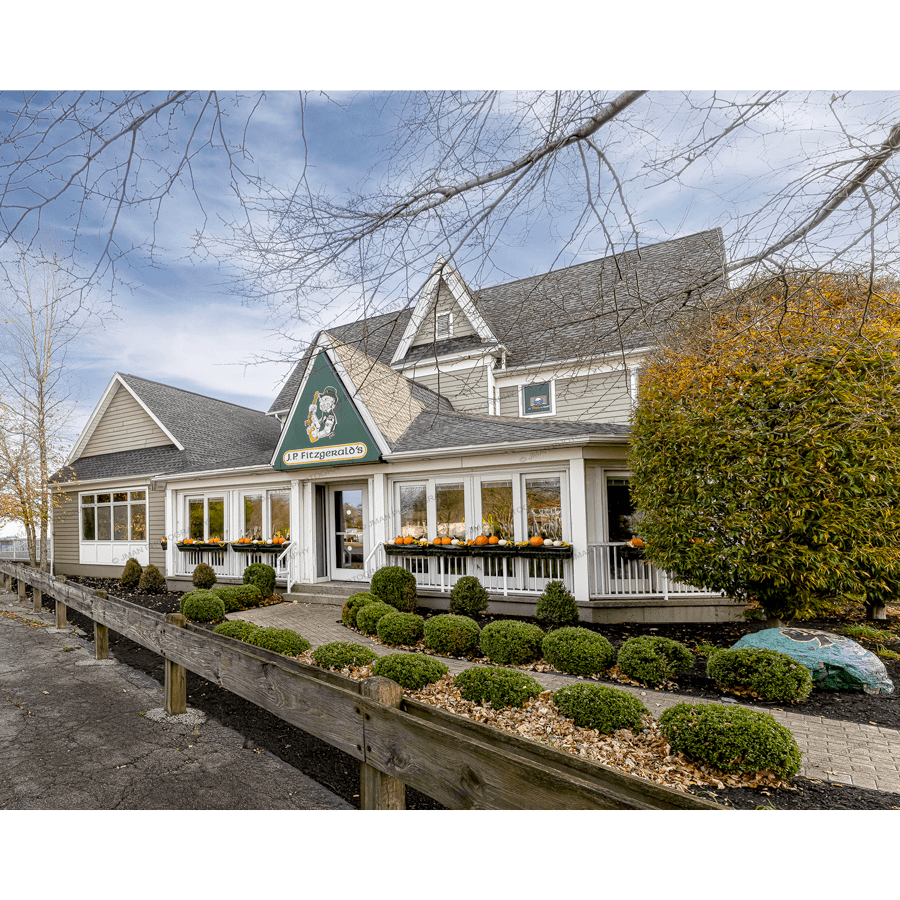 J P Fitzgerald Image - Buffalo NY Photo Print featuring the iconic Hamburg NY bar-restaurant with manicured landscaping and seasonal decor.