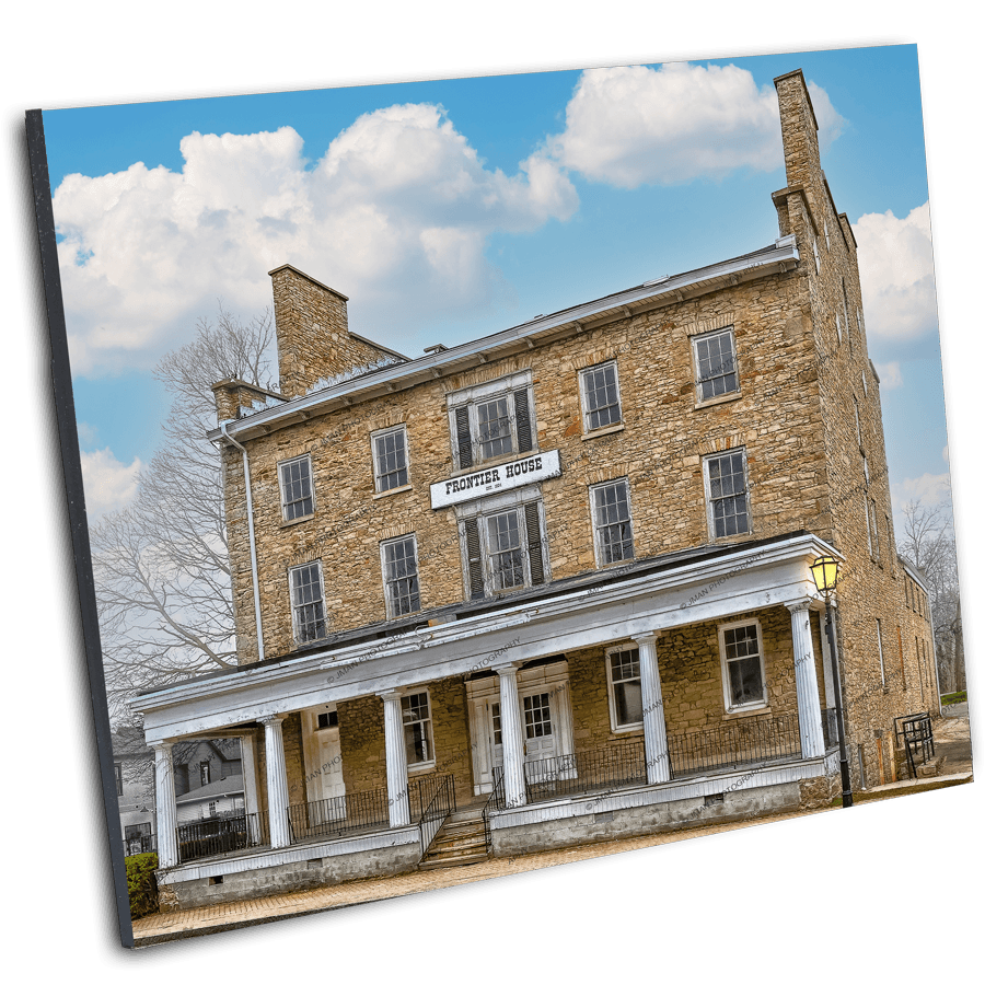Frontier House Photo Art - Historic Capture of Lewiston NY landmark in high-resolution print, ideal for home or office decor in 5 size options.