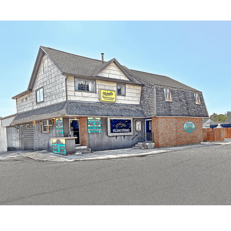 Kiebzak's Restaurant Sloan NY Photo | Polish Cuisine Print features a historic building with signage, ideal for Buffalo-WNY nostalgia wall art.