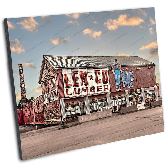 Mounted print of Len-Co Lumber Buffalo NY photo by Bill Jman-Jman, showcasing nostalgic Buffalo landmark in high-quality wall art format.
