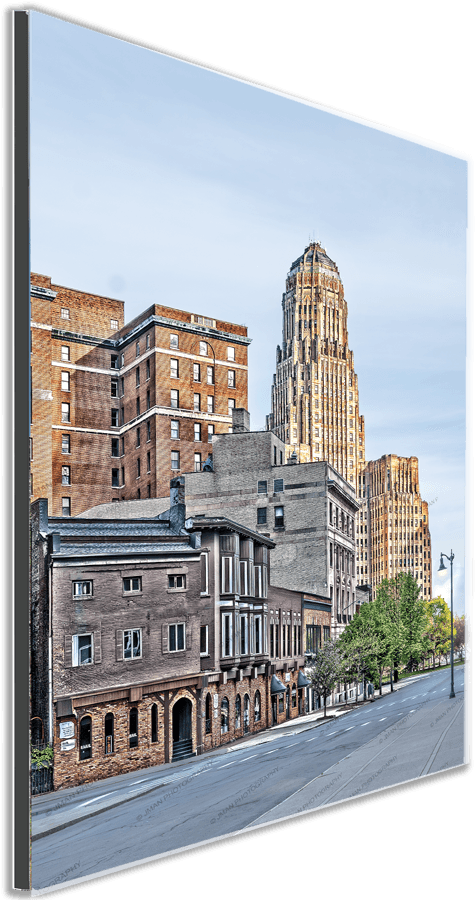 Framed City Hall from Niagara St - Buffalo City Hall Art Deco wall art print, showcasing iconic Buffalo architecture in a sleek modern display.