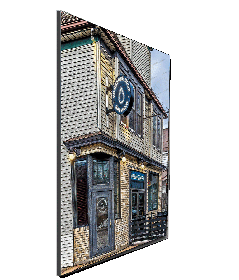 Pressure Drop Brewing Print - Craft Beer Photography | Brewery wall art featuring the exterior of a Buffalo nano-brewery in vintage style.