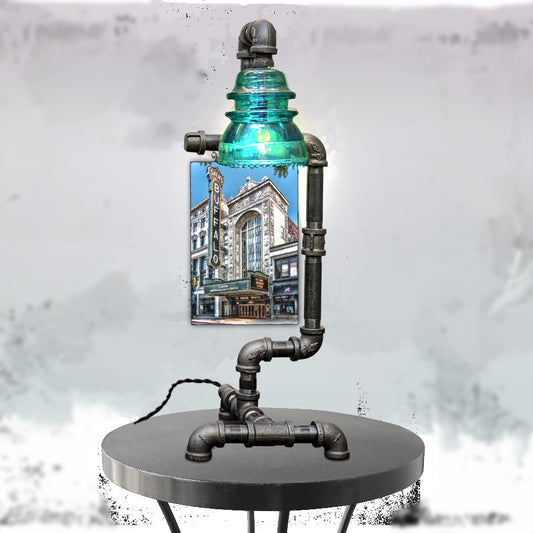 Steampunk Industrial Table lamp with photo from jman photography