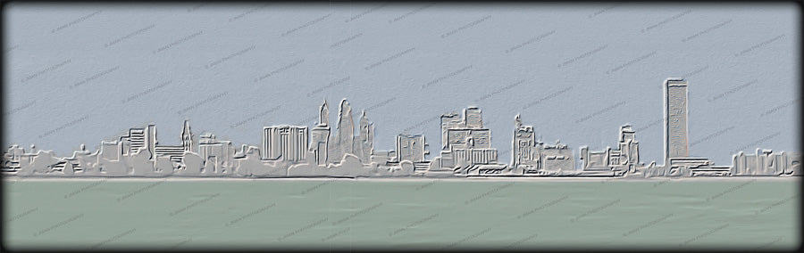 Skyline Abstract - Buffalo Print features a stylized view of Buffalo's skyline from Fort Erie, ideal for unique home decor and cityscape art lovers.