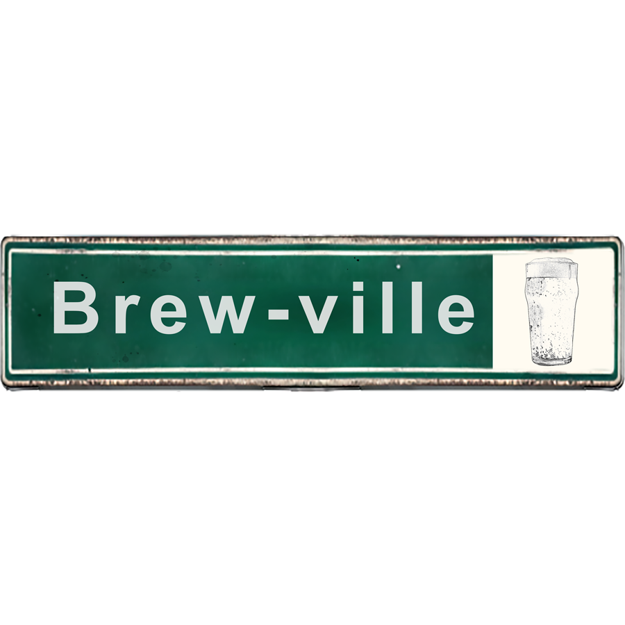 Street Signs - Brew-ville - Beer Glass - Ceramic Wall Art