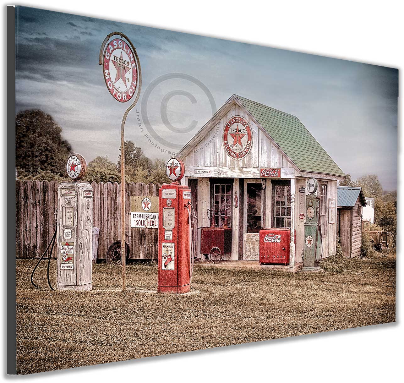 Texaco Station #1 print with  Steampunk Table Lamp Clear Insulator