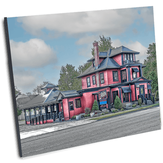 Angled view of The Rock Kitchen and Bar - Buffalo NY | Dine & Discover wall art print, showcasing a colorful transformation of a Buffalo landmark.