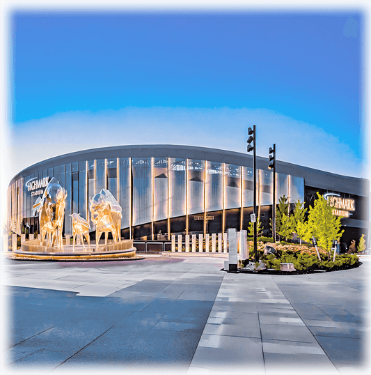 Close-up of the Buffalo Bills Highmark Stadium ceramic coaster with vibrant stadium image, durable ceramic material, and glossy finish