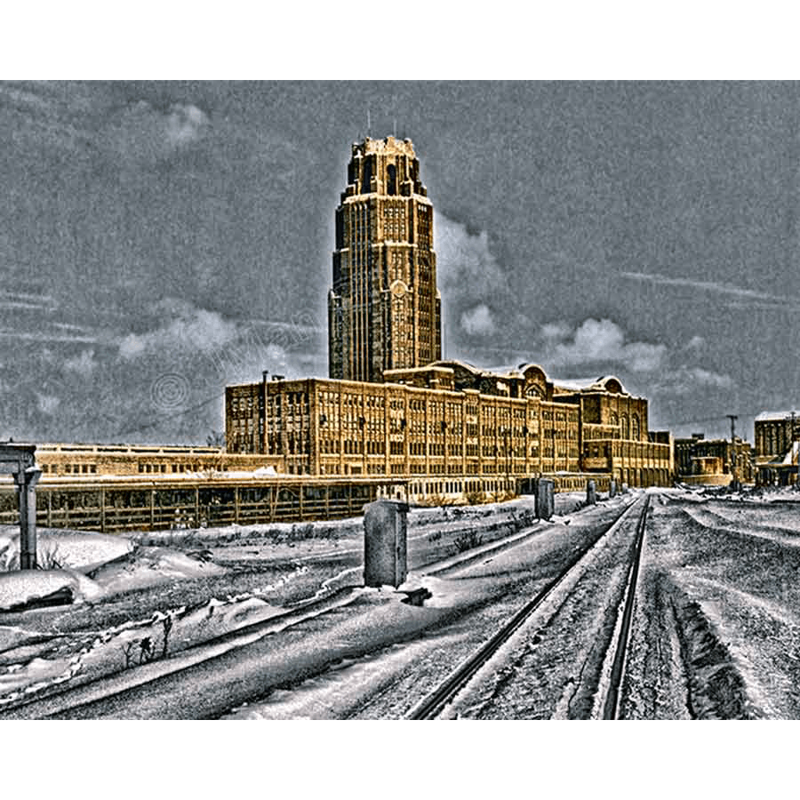 Central Terminal Winter Magnet features a vivid, stylized photo of Buffalo's historic terminal in snow. Scratch-resistant acrylic for decor use.