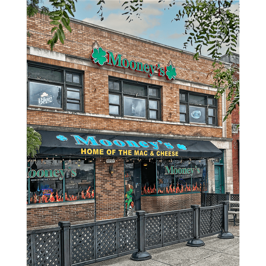 Mooney's Bar & Grill Buffalo storefront in Tonawanda, captured in vibrant detail. A nostalgic Buffalo landmark photo by Jman Photography.