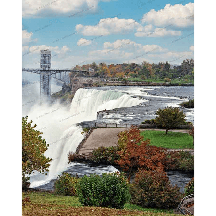 American Falls Magnet - Fall Design features a vivid autumn view of American Falls with colorful foliage, perfect for fridge decor or souvenirs.