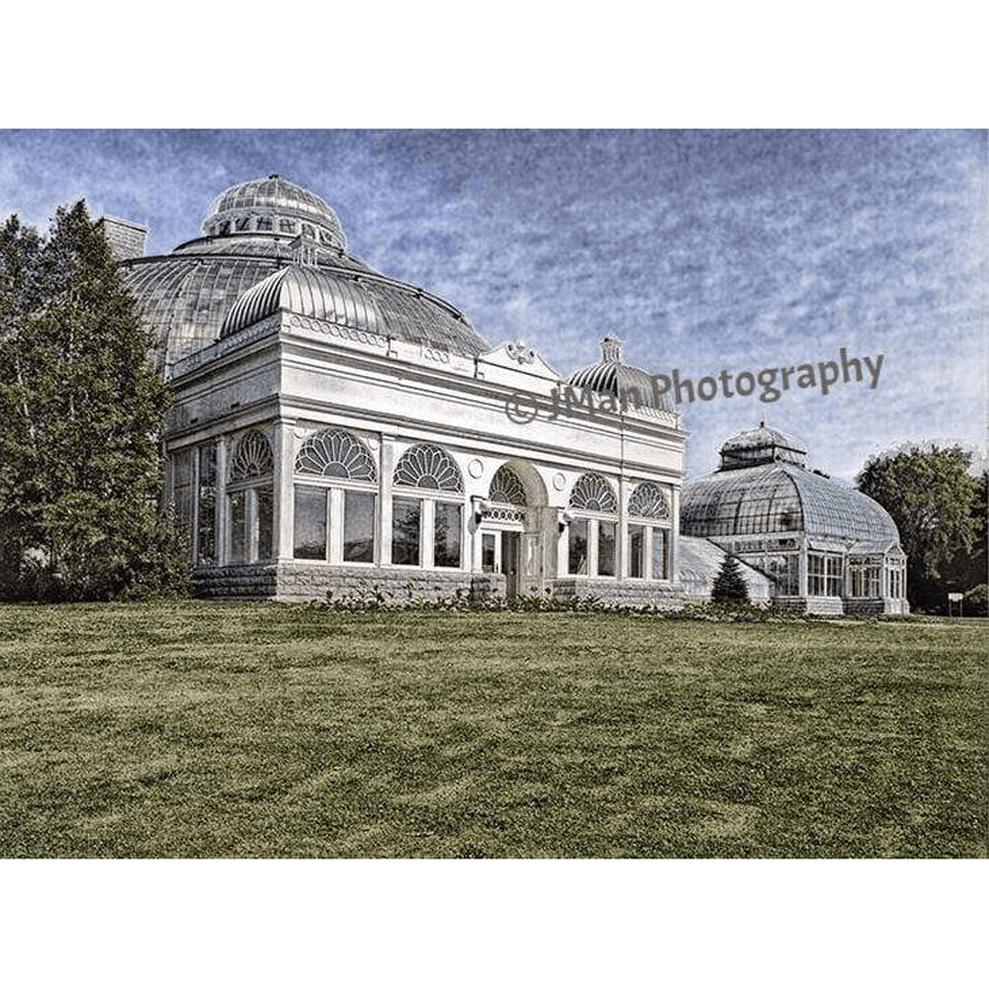 Shop Botanical Gardens Magnet featuring Buffalo's historic glass conservatory in vivid detail. Ideal for fridge or locker decor with acrylic protection.