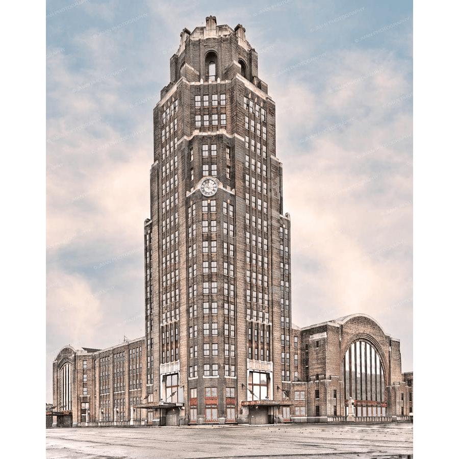 Central Terminal Magnet - Front View features a detailed photograph of Buffalo's historic Central Terminal in high-resolution on a 2x3 inch acrylic magnet.