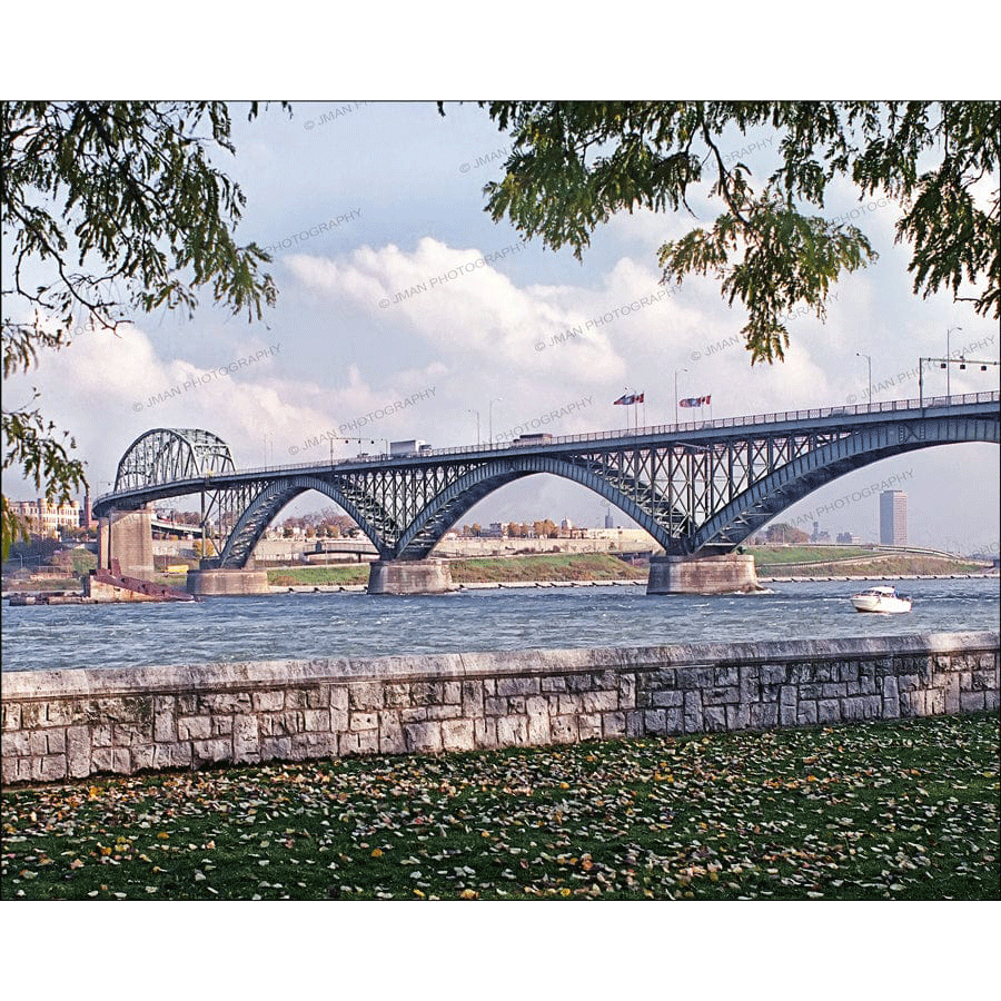 Peace Bridge Magnet - Acrylic Photo Magnet featuring Buffalo's iconic Peace Bridge over the Niagara River, ideal for fridge or metal surfaces.
