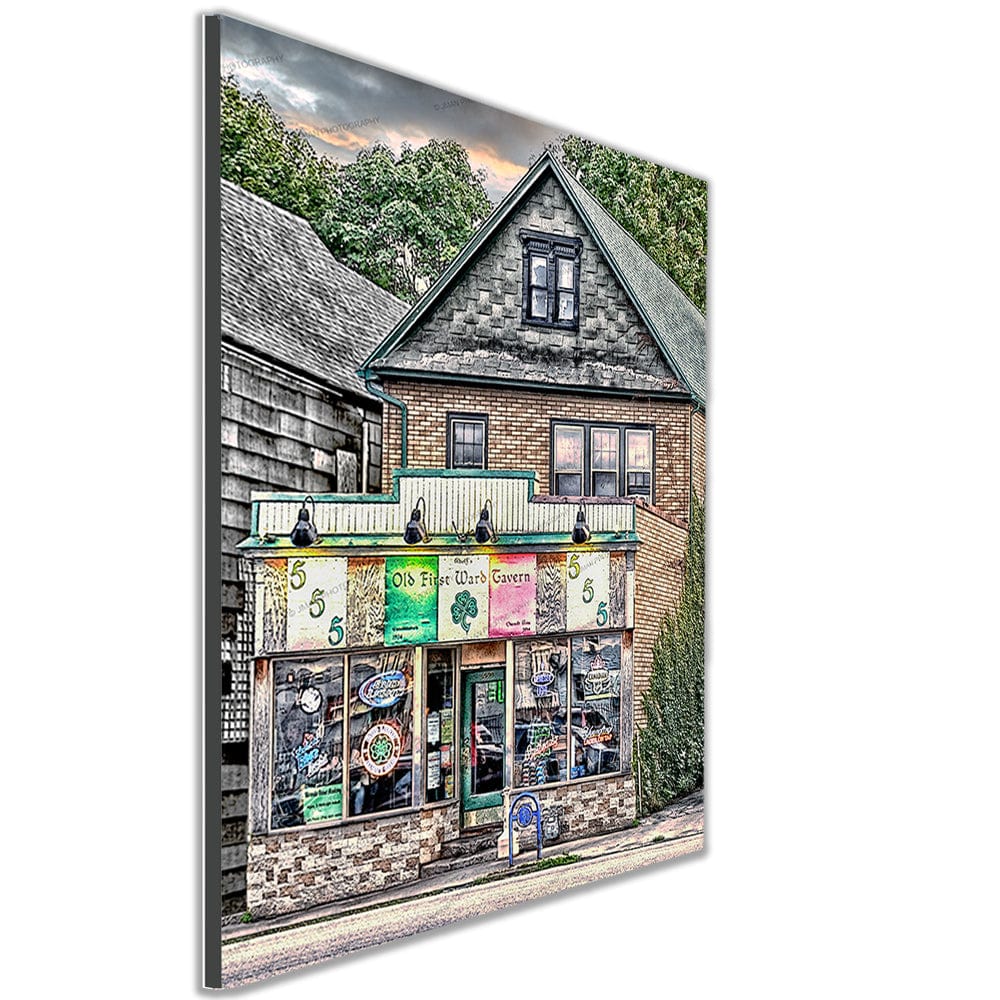 Mounted wall art of Adolf's Tavern Buffalo NY - Craft Beers & Pub Favorites, featuring nostalgic photo of historic pub in First Ward neighborhood.