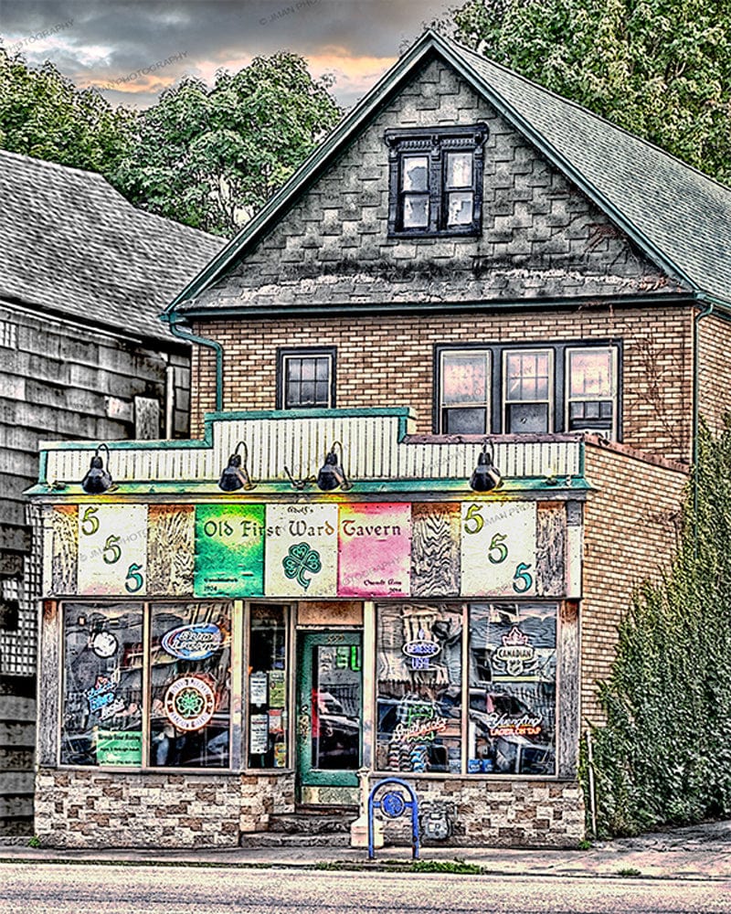 Adolf's Tavern Buffalo NY - Craft Beers & Pub Favorites photo print shows historic brick tavern in South Buffalo's First Ward with vintage signage.