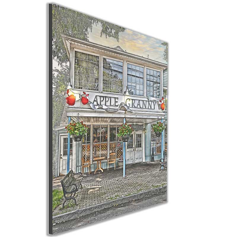 Side view of Apple Granny Restaurant Lewiston print, highlighting vibrant colors and detailed finish for home and restaurant decor.