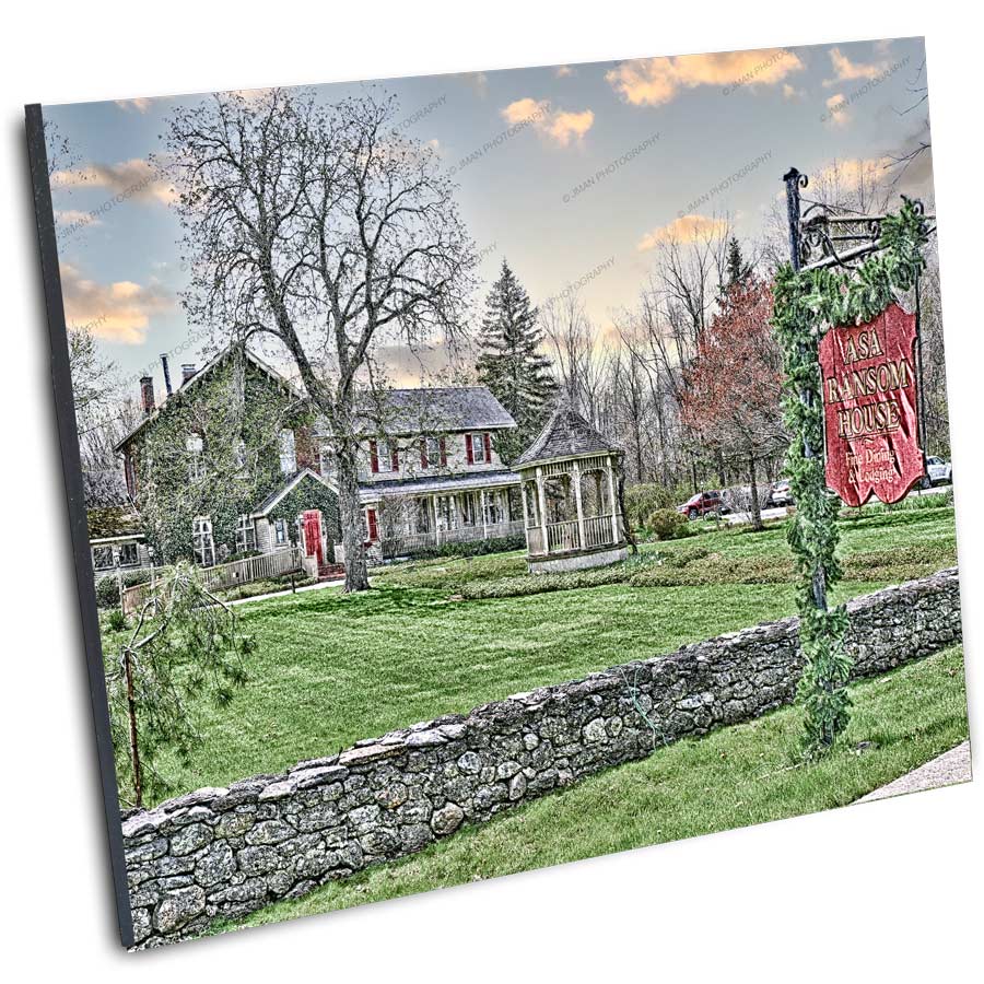 Mounted print of ASA Ransom House - Clarence NY Inn, showcasing historic charm and scenic grounds for home or office decor.