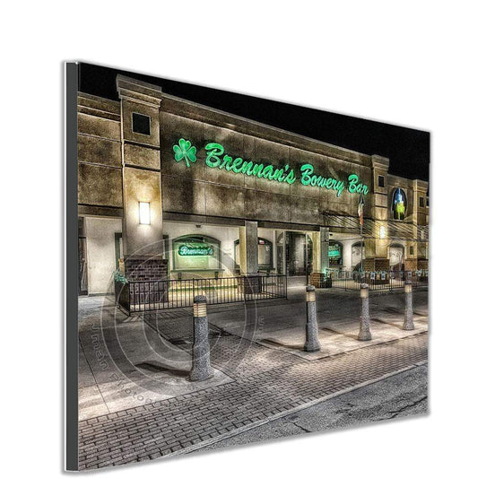 Mounted wall art print of Brennan's Bowery Bar - Buffalo NY Pub, highlighting Irish food and Old World ambiance for home or bar decor.
