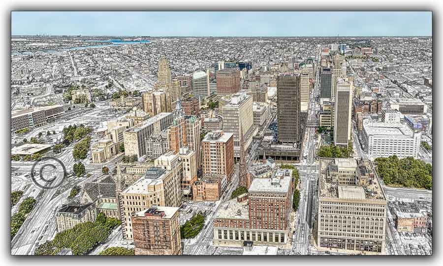 Buffalo Skyline from above, Buffalo NY WNY jmanphoto
