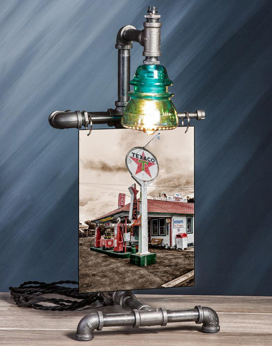 Cruiser's Texaco Industrial Table Lamp,Steampunk lamp,Rustic decor,Edison lamp light,housewarming gift,man cave,desk accessories Automotive jmanphoto