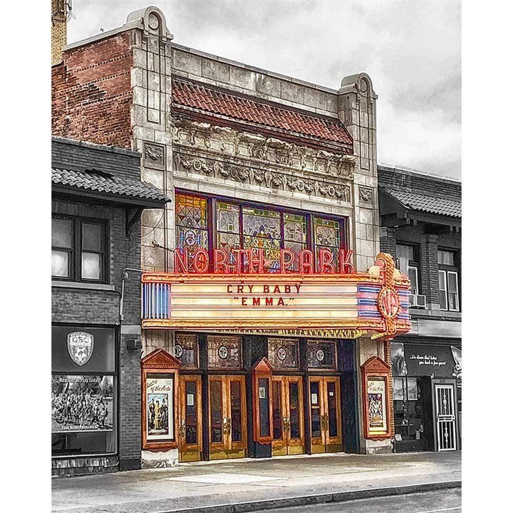North Park Theatre Magnet - High-Quality Photo Magnet featuring vibrant image of historic Buffalo landmark with neon marquee and ornate facade.