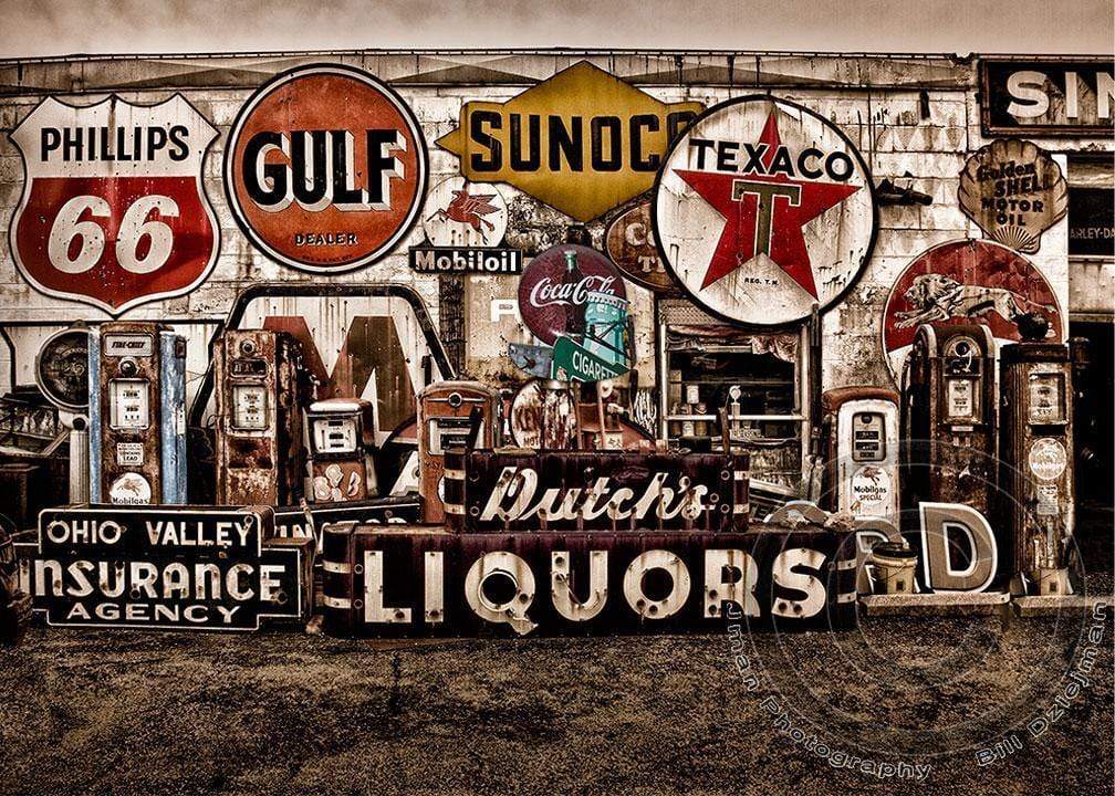 Phillips,Gulf,Sunoco,Texaco and other vintage auto,petrol, neon signage Automotive jmanphoto