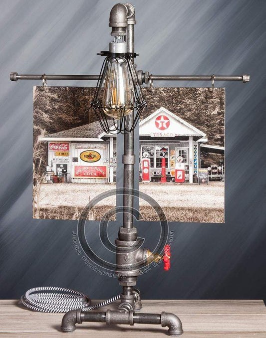 Texaco Station #2 Table Lamp,Steampunk lamp,Rustic decor,Edison lamp light,housewarming gift,gift for men,desk accessories Automotive jmanphoto