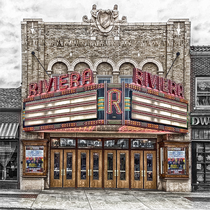 Riviera Theatre Marquee Ceramic Coaster