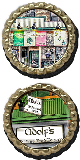 Adolf's Old First Ward Tavern -Old & New Sign- Buffalo Bottle Cap Magnet