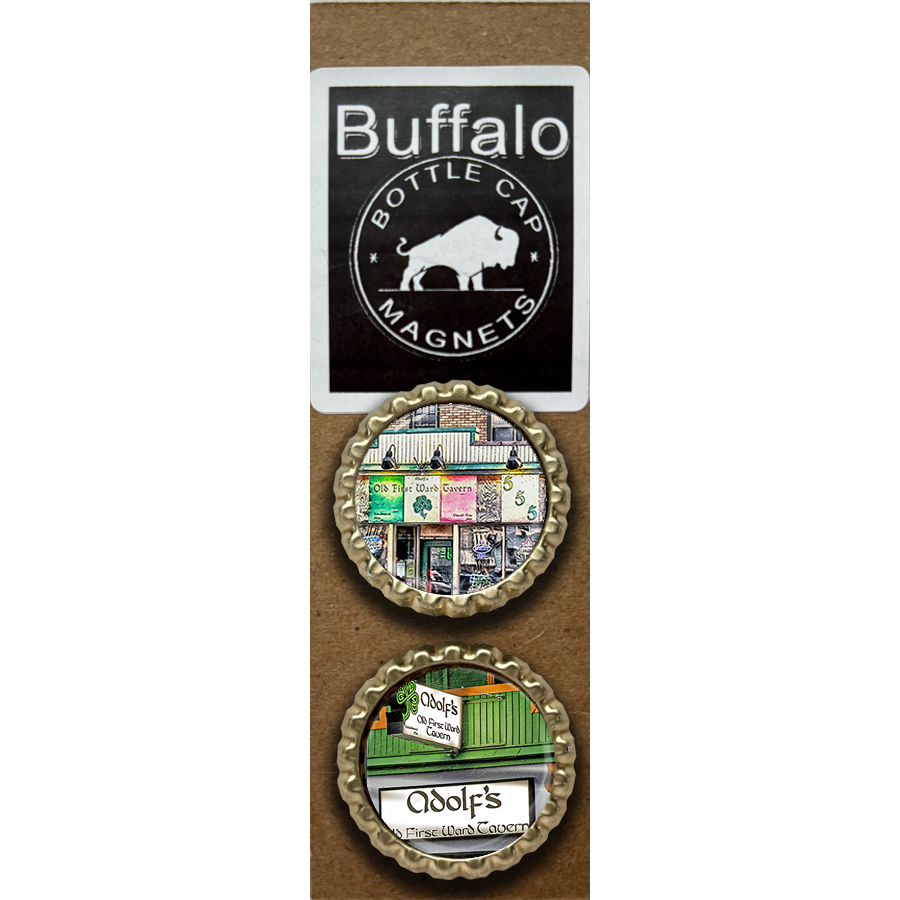 Adolf's Old First Ward Tavern -Old & New Sign- Buffalo Bottle Cap Magnet