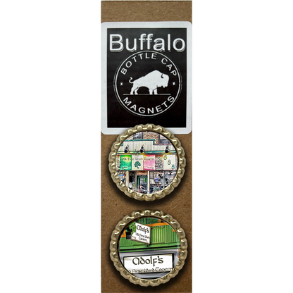 Adolf's Old First Ward Tavern -Old & New Sign- Buffalo Bottle Cap Magnet