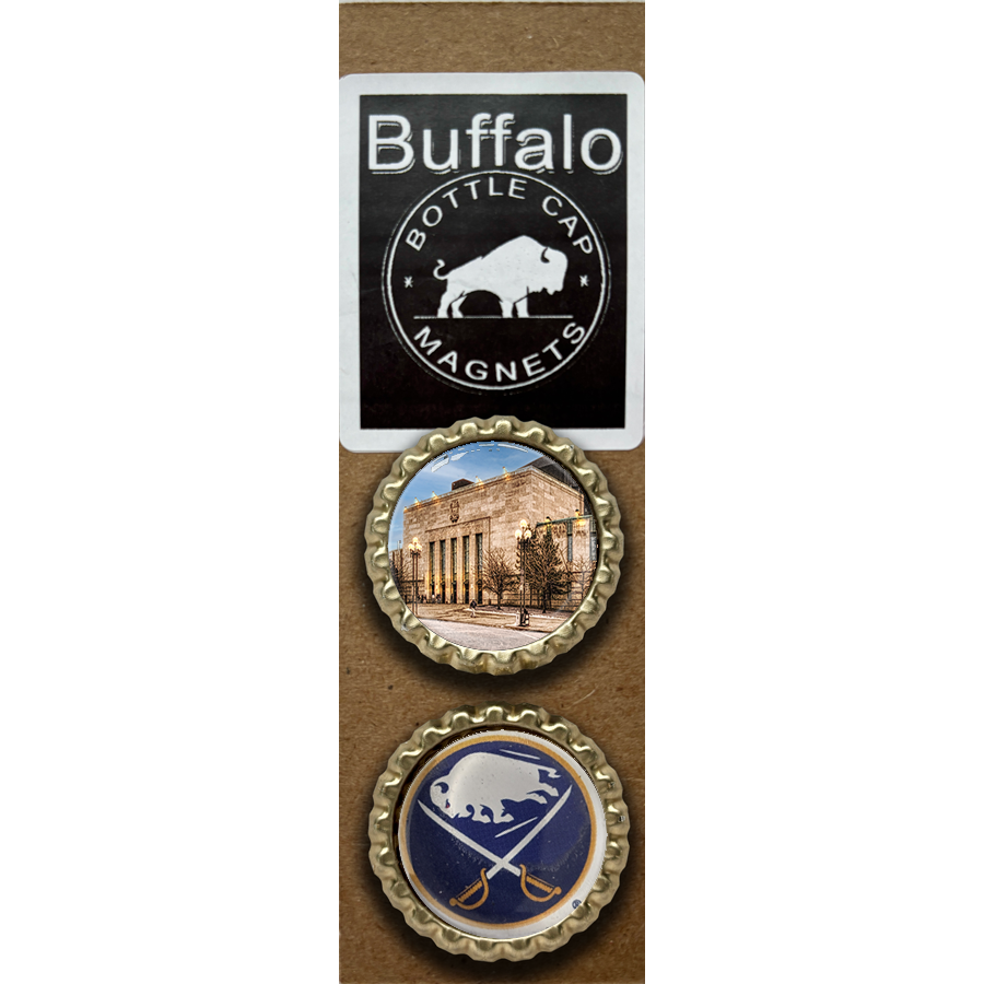 Memorial Auditorium and Sabres - Buffalo Bottle Cap Magnets