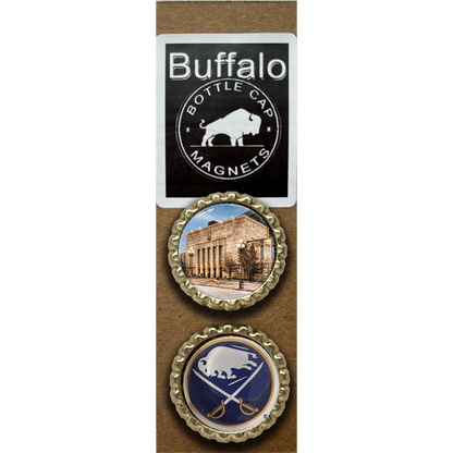 Memorial Auditorium and Sabres - Buffalo Bottle Cap Magnets