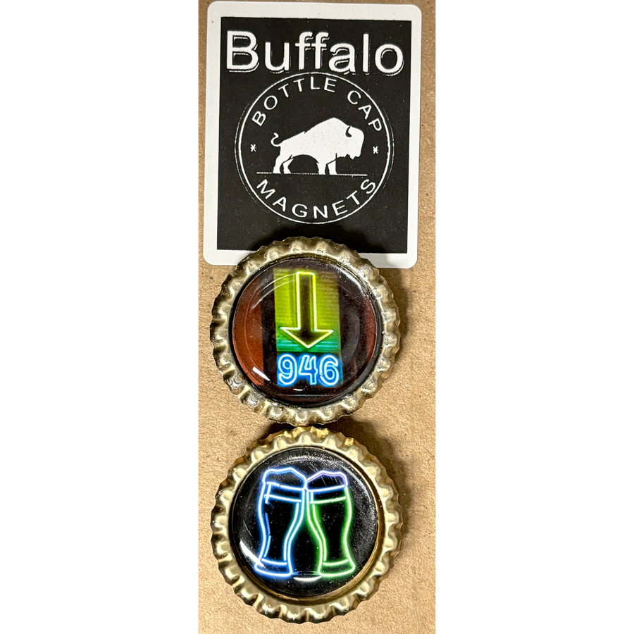 946 Bar & Neon Beer glasses - Buffalo Bottle Cap Magnet