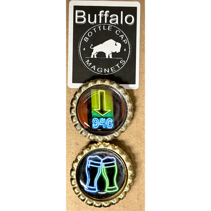 946 Bar & Neon Beer glasses - Buffalo Bottle Cap Magnet