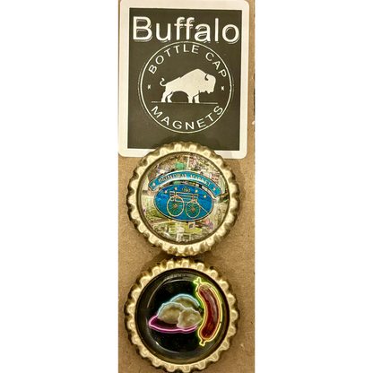 Broadway Market Sign & Pierogi and Sausage - Buffalo Bottle Cap Magnet