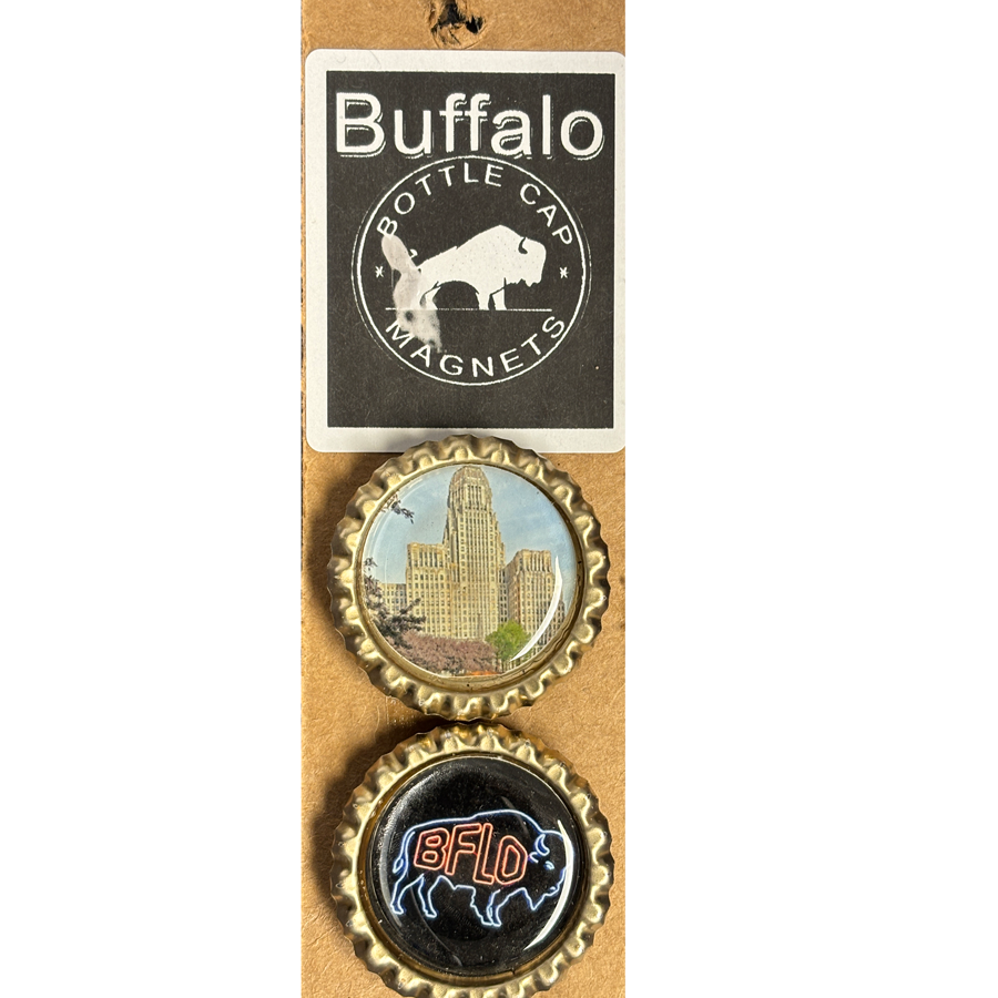 City Hall and BFLO Neon - Buffalo Bottle Cap Magnets