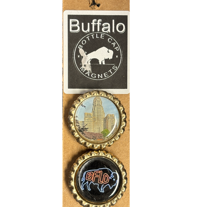 City Hall and BFLO Neon - Buffalo Bottle Cap Magnets