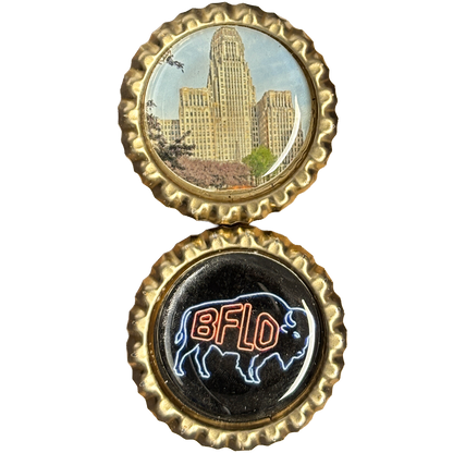 City Hall and BFLO Neon - Buffalo Bottle Cap Magnets