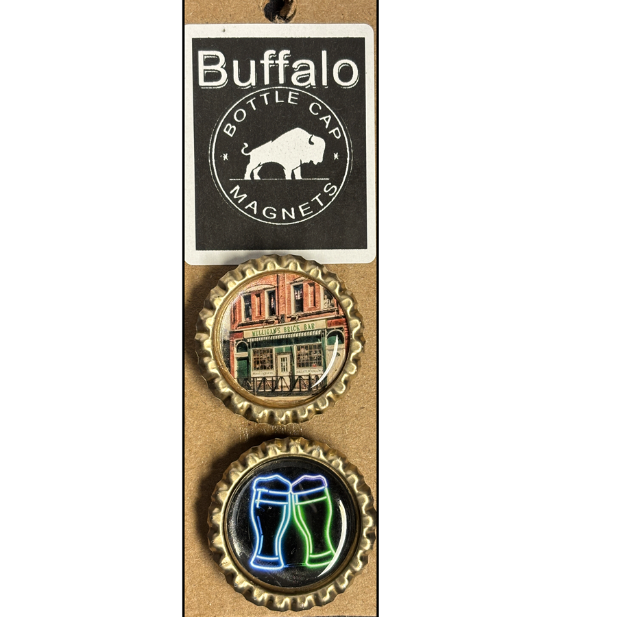Mulligans and Neon Beer Glasses - Buffalo Bottle Cap Magnets