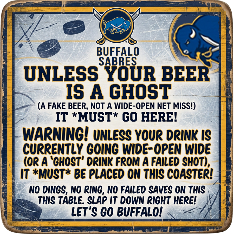 Buffalo Sabres-Ghost- Ceramic Coaster