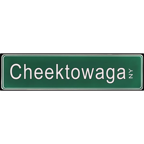 Buffalo NY ceramic street sign with green background and white lettering, perfect for home or office decor, SKU: 416Cheektowaga