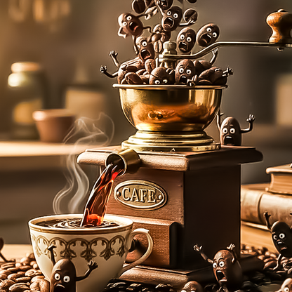 Coffee Grinder Beans Wall Art - Funny Kitchen Decor